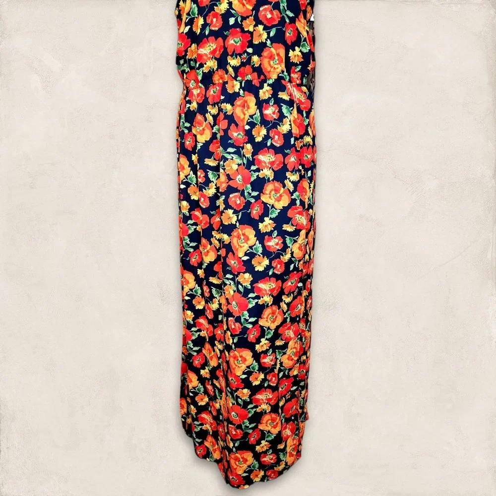 Forever 21 Black Maxi Dress with Orange & Yellow Floral Print - Picture 5 of 13